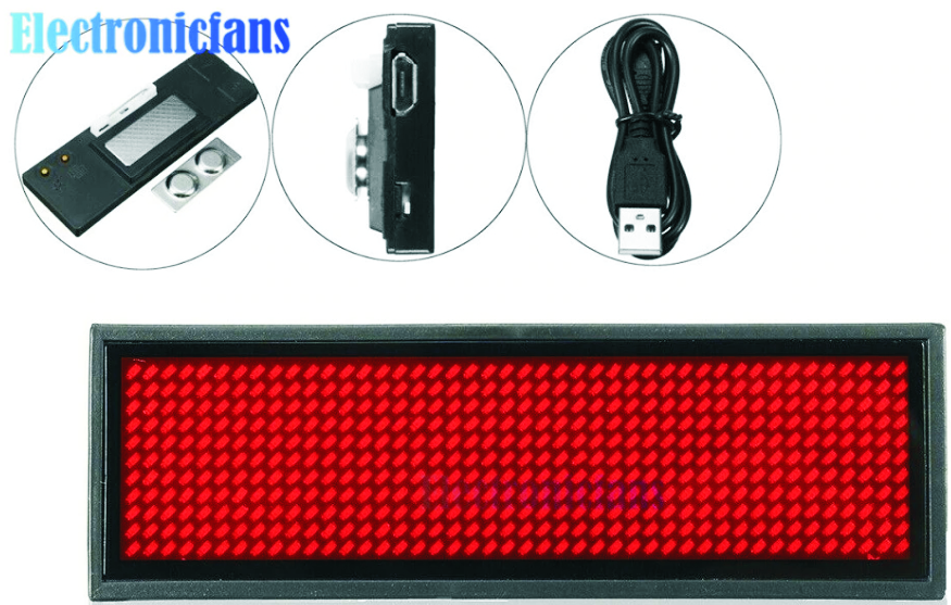 LED სახელის ბეჯი Bluetooth