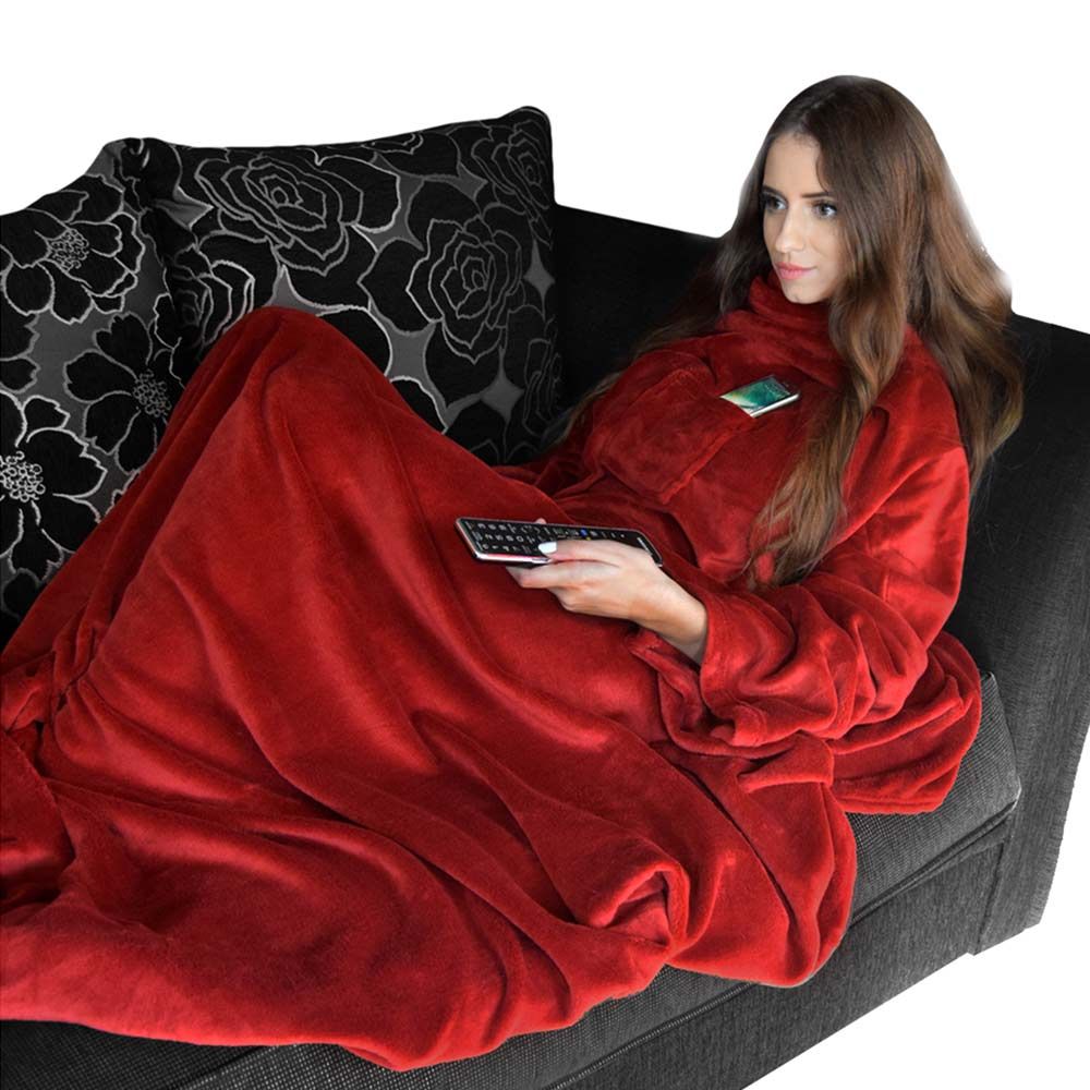 snuggie ტელევიზორის საწმისის საბანი მკლავებით, დიდი ზომის