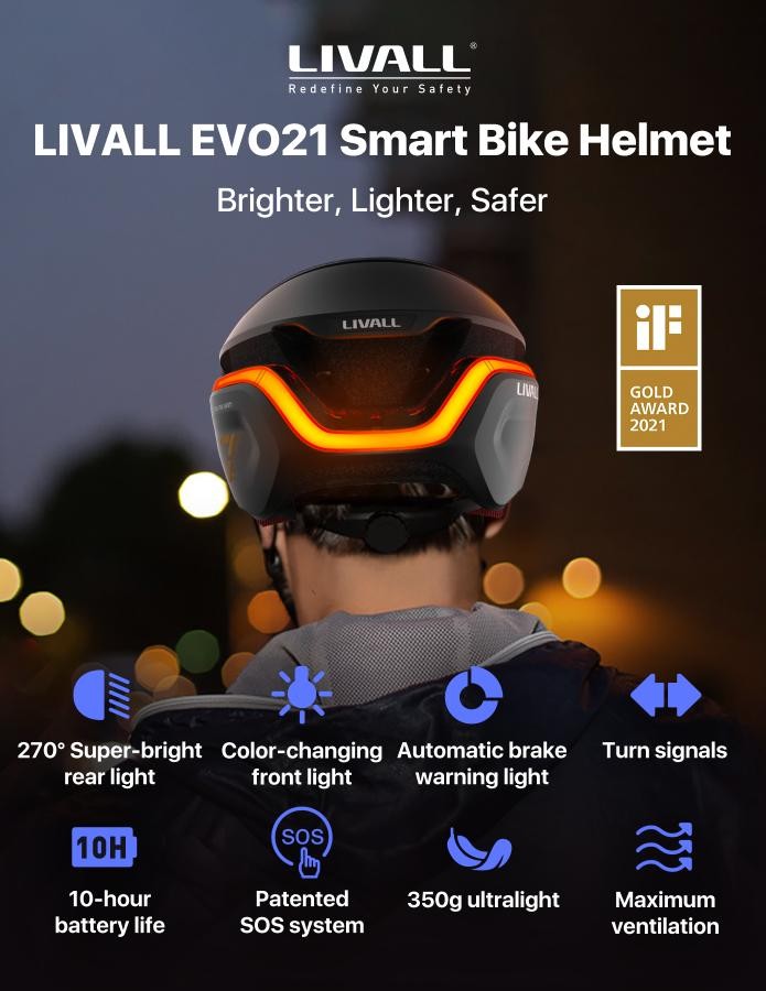 SMART ველოსიპედის ჩაფხუტი - Livall EVO21