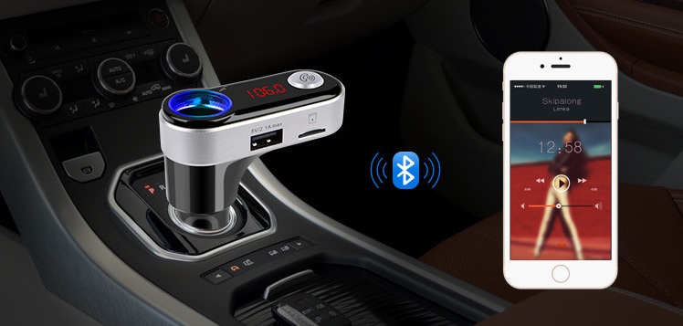 fm გადამცემი bluetooth USB sd სლოტით