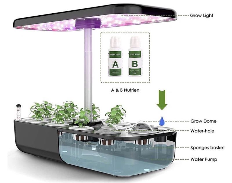 LED GROW ნათურა (ჰიდროპონიკა) მზარდი მცენარეებისთვის - ნაკრები 12 კაფსულით