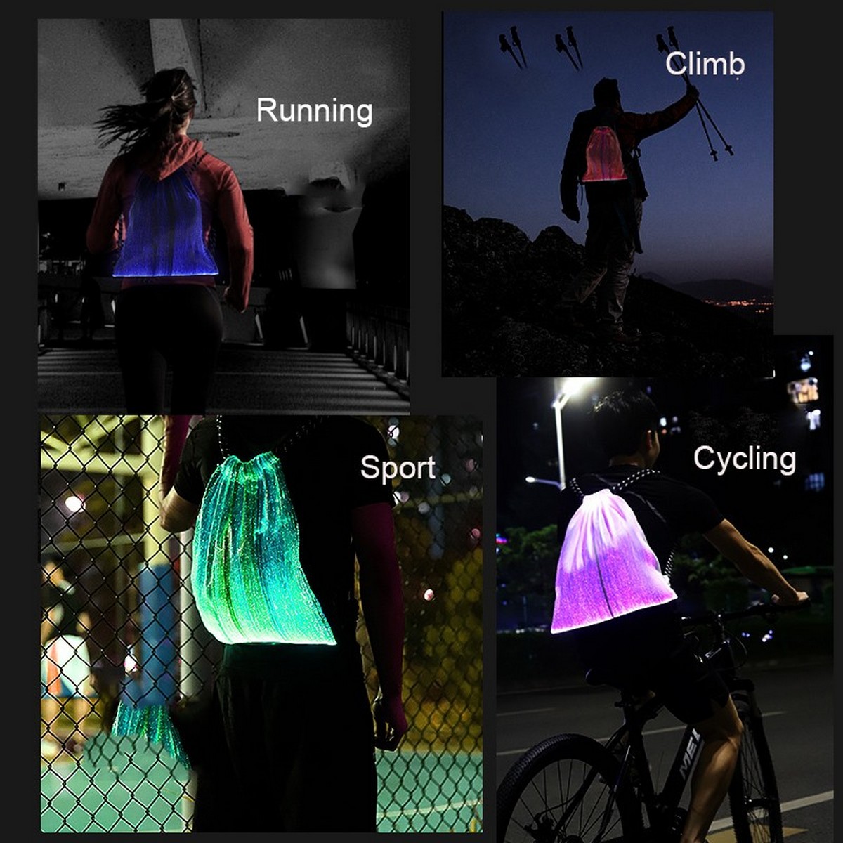 led glowing backpack - ოპტიკური ბოჭკოები