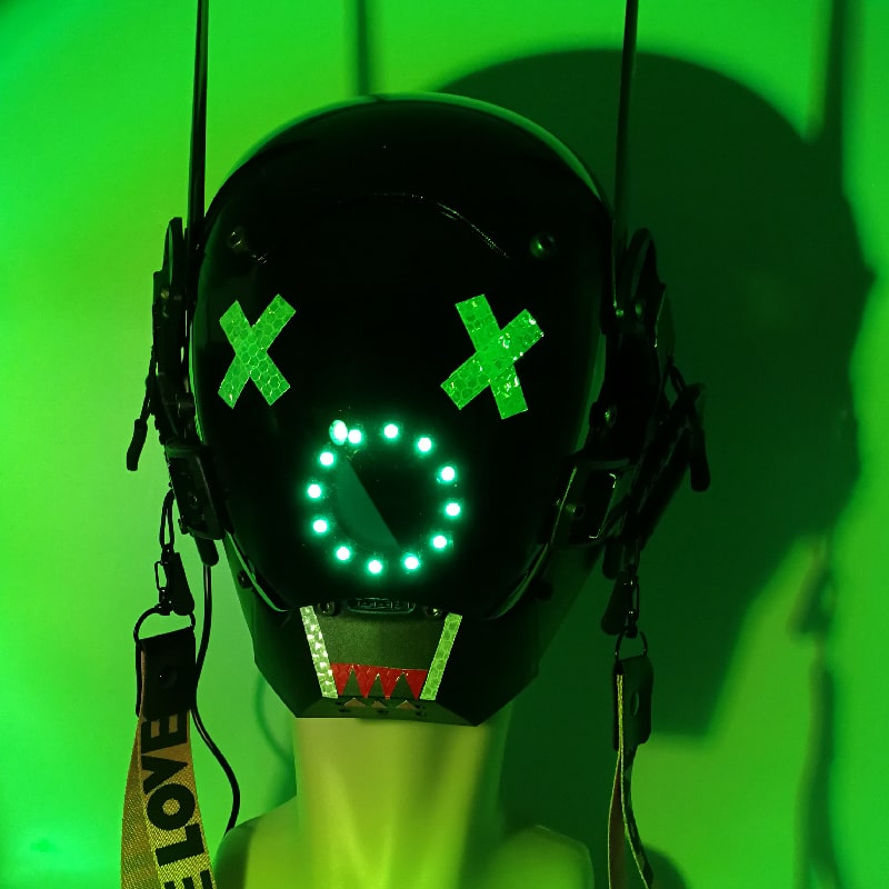 RAVE HELMET PARTY LIGHTING თავზე